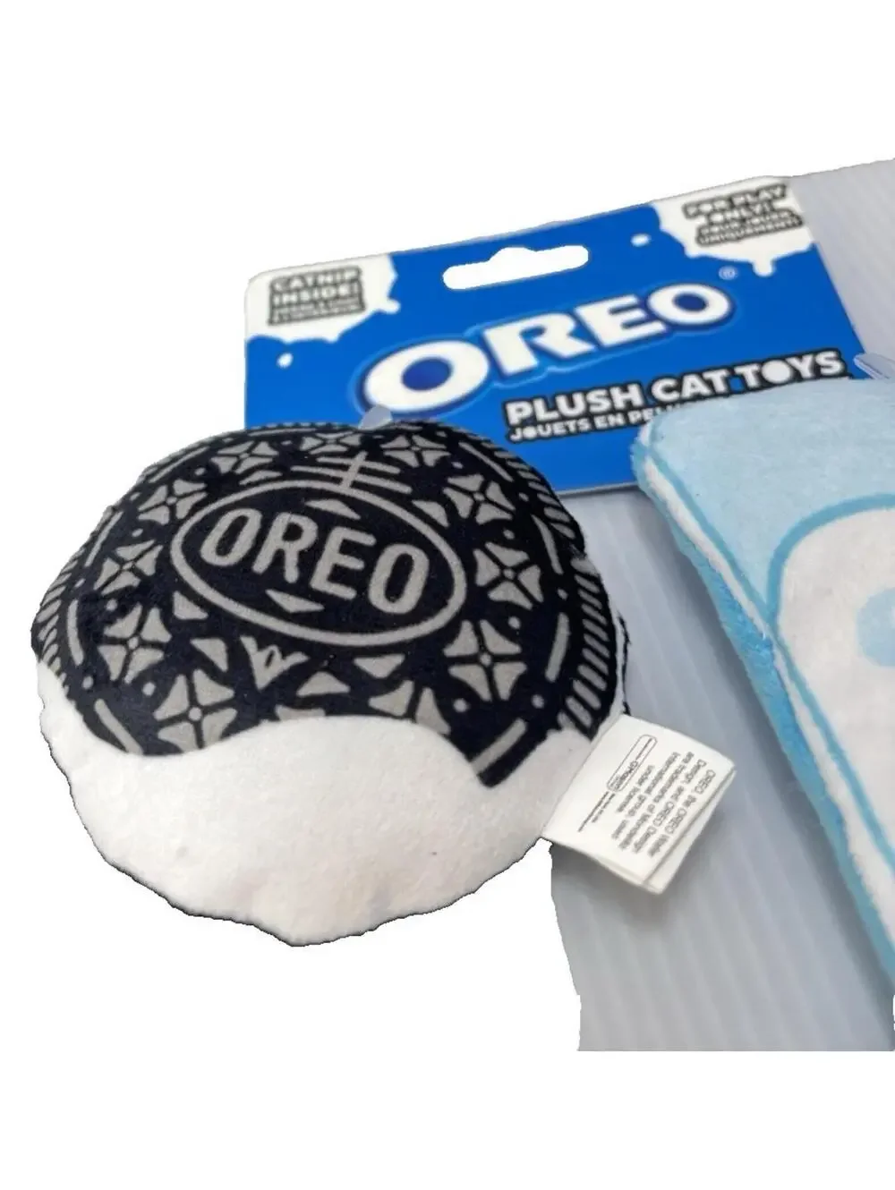 Oreo Plush Cat Kitten Toy Cookie Glass Milk with Catnip Soft Chew Play Time Fun